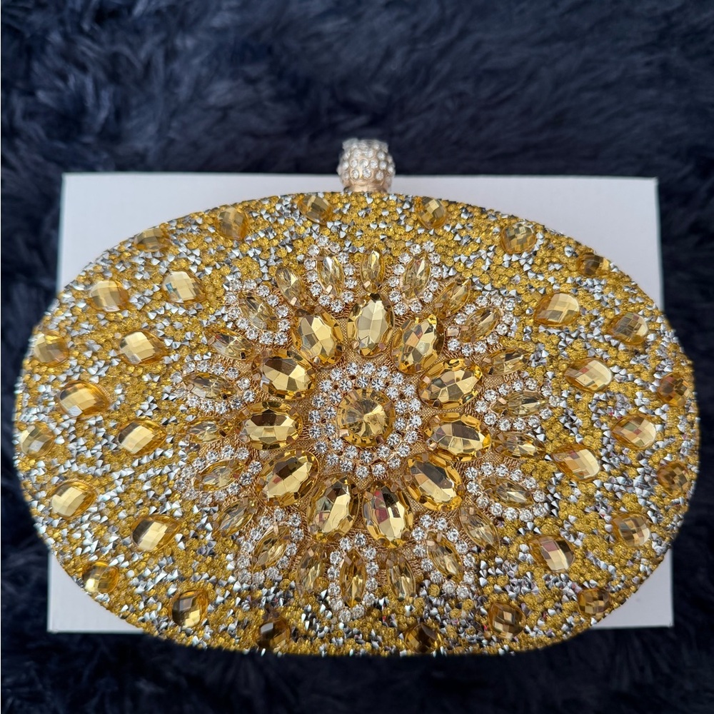 RAMLA Gold Jeweled Clutch